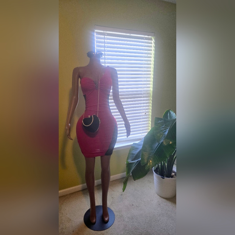 Symphony Red Mini Dress with Black Details